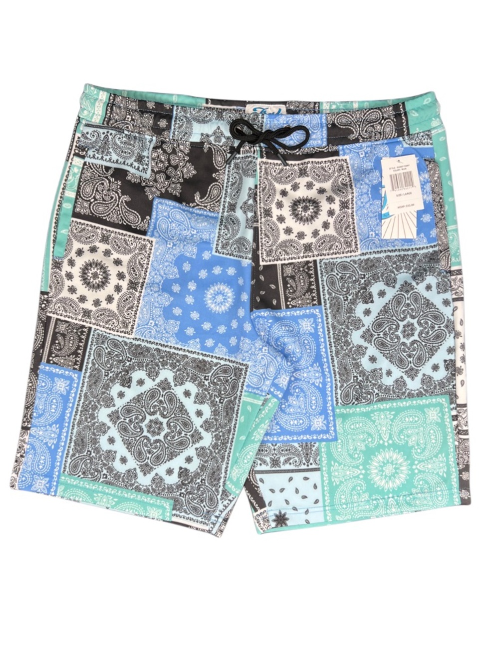 Fresh Prints of Bel-Air Bandana Drawstring Shorts Blue Black Men’s Large NWT